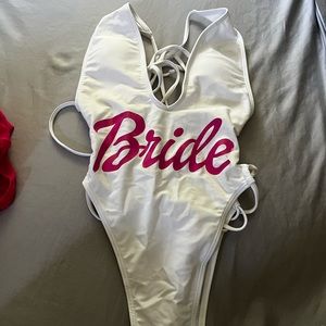 Barbie bride one piece with matching coverup skirt!